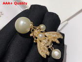 Dior Tribales Earring Gold Finish Metal and White Resin Pearls Replica