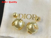 Dior Tribales Earrings Gold Finish Metal with White Resin Pearls and a Silver Tone Srystal Replica