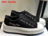 Dior Walk N Dior Platform Sneaker Black Fringed Cotton Canvas with Embroideries Replica