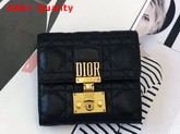 Dioraddict Mini Wallet in Black Cannage Lambskin Replica