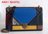 Diorama Bag in Multi Coloured Patchwork Leather with Studded Large Cannage Motif Replica