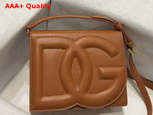 Dolce Gabbana Calfskin Crossbody Bag with Logo Brown Replica