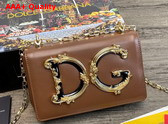 Dolce Gabbana Nappa Leather DG Girls Shoulder Bag in Brown Replica