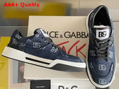 Dolce Gabbana New Roma Sneakers with Denim Logo Blue Replica
