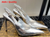 Dolce Gabbana Python Skin Slingbacks in Silver Replica