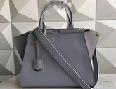 Fendi 3Jours Dark Grey Leather Shopper Bag For Sale