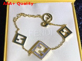 Fendi Baguette Bracelet Gold Color Diamonds Replica