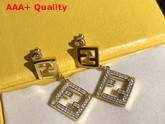 Fendi Baugette Earrings in Gold with Diamonds Replica