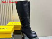 Fendi Delfina Black Leather High Heeled Boots Replica