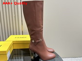 Fendi Delfina Brown Leather High Heeled Boots Replica
