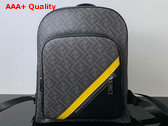 Fendi Diagonal Backpack Black Leather and FF Fabric Bag Replica