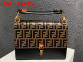 Fendi Kan I Flap Bag in Black Decorated with Raised FF Pattern Replica