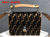 Fendi Kan I Flap Bag with Embroidered FF Pattern Light Brown Calf Leather Replica