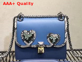 Fendi Kan I Small Blue Leather Mini Bag with Python Details Replica