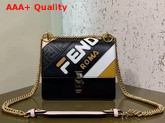 Fendi Kan I Small Multicolor Leather Mini Bag Black and Pink Calfskin Replica
