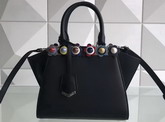Fendi Mini 3Jours Studded Black Leather Handbag For Sale