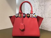 Fendi Mini 3Jours Studded Red Leather Handbag For Sale