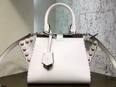 Fendi Mini 3Jours in White Leather with Studs For Sale