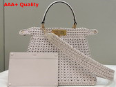 Fendi Peekaboo Iseeu Medium Handbag in White Woven Leather Replica
