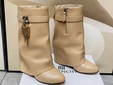 Givenchy Shark Lock Ankle Boots in Beige Leather Replica