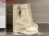 Givenchy Shark Lock Biker Ankle Boots in Beige Grained Leather Replica