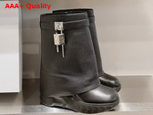 Givenchy Shark Lock Biker Ankle Boots in Black Grained Leather Replica