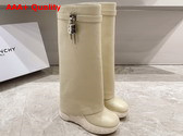 Givenchy Shark Lock Biker Boots in Beige Grained Leather Replica