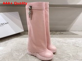 Givenchy Shark Lock Biker Boots in Light Pink Grained Leather Replica