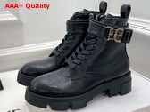 Givenchy Terra Boots in Black Crocodile Effect Leather with 4G Buckle Replica