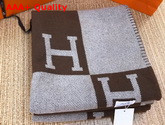 Hermes Avalon Throw Blanket in Beige and Brown Merinos Wool and Cashmere Replica