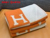 Hermes Avalon Throw Blanket in Ecru and Potiron Merinos Wool and Cashmere Replica