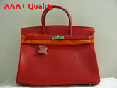 Hermes Birkin 40 In Red Togo Leather With Silver Replica