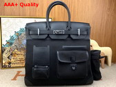 Hermes Cargo Hac Birkin 40 Bag in Black Canvas and Swift Calfskin Replica