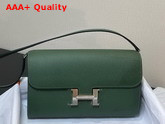Hermes Constance Long To Go Wallet in Dark Green Epsom Calfskin with Removable Shoulder Strap Replica