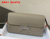 Hermes Constance Long To Go Wallet in Light Grey Epsom Calfskin with Removable Shoulder Strap Replica