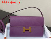 Hermes Constance Long To Go Wallet in Purple Epsom Calfskin with Removable Shoulder Strap Replica