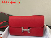 Hermes Constance Long To Go Wallet in Red Epsom Calfskin with Removable Shoulder Strap Replica