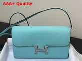 Hermes Constance Long To Go Wallet in Turquoise Epsom Calfskin with Removable Shoulder Strap Replica