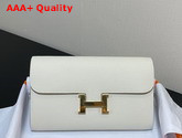 Hermes Constance Long To Go Wallet in White Epsom Calfskin with Removable Shoulder Strap Replica
