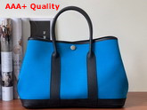 Hermes Garden Party 30 Bag in Blue Canvas and Black Leather Replica