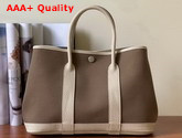 Hermes Garden Party 30 Bag in Canvas and Leather Khaki and Beige Replica