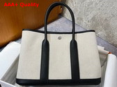 Hermes Garden Party 30 Bag in Natural Canvas and Black Taurillon Clemence Leather Replica