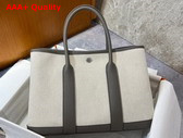 Hermes Garden Party 30 Bag in Natural Canvas and Gray Taurillon Clemence Leather Replica