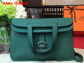 Hermes Halzan 31 Bag in Green Taurillon Clemence Leather Replica