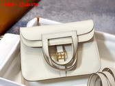 Hermes Halzan Mini Bag in White Taurillon Clemence Leather Replica