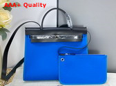 Hermes Herbag Zip 31 Bag in Military Canvas and Hunter Cowhide Bright Blue and Black Replica