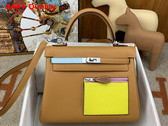 Hermes Kelly 25 Colormatic Tan and Yellow Swift Calfskin Replica
