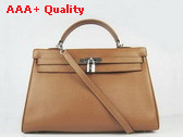 Hermes Kelly 35 Tan Leather Silver Hardware Replica