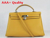 Hermes Kelly 35 in Yellow with Gold Replica