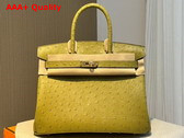 Hermes Ostrich Birkin 30 Bag in Yellow Replica